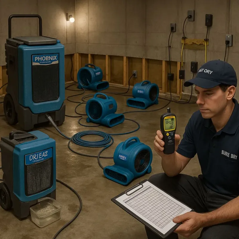 Structural Drying and Dehumidification process in Camp Pendleton South, CA